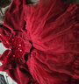 富羅迷女童連衣裙冬季加絨保暖新中式紅色禮服裙兒童公主裙 紅色 120cm  曬單實(shí)拍圖