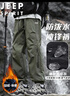 JEEP SPIRIT吉普休閑褲男士秋冬季加絨沖鋒褲防水防風(fēng)百搭長(cháng)褲 軍綠加絨 XL 曬單實(shí)拍圖