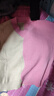 Mrdiane wei女秋冬V領(lǐng)拼接毛衣女針織衫長(cháng)袖百搭寬松打底衫上衣 粉色 曬單實(shí)拍圖