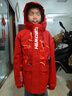 361°年裝兒童外套2025冬男女小中大童四防加絨保暖連帽上衣 紅140 曬單實(shí)拍圖