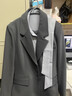 MOVK黑色西裝外套春秋女士小個(gè)子大學(xué)生職業(yè)面試正裝高級休閑西服套裝 灰色(四?？畚餮b+直筒西褲) 【OL通勤】 XS  (90斤以下) 曬單實(shí)拍圖