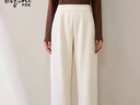 伊芙麗（eifini）蔣欣代言醋酸針織松緊腰百搭休閑褲冬季新款厚實(shí)直筒拖地褲 燕麥色小個(gè)子版 S /155/60A/ 曬單實(shí)拍圖