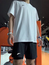 安踏速干冰絲運動(dòng)套裝男夏季新款男士短袖t恤短褲青少年跑步健身衣服 純凈白套裝【速干-斜插口袋】 L/175 適合120-140斤 曬單實(shí)拍圖