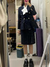 圖曼朵職業(yè)西裝套裝女士秋季通勤面試穿搭正裝職場(chǎng)高級感西服外套 黑色套裙【外套+半裙】 M 推薦101-110斤可穿 曬單實(shí)拍圖