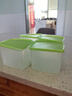 特百惠（Tupperware）800ml*4方形保鮮盒食品級冰箱冷藏密封收納盒水果儲物盒綠色蓋 曬單實(shí)拍圖