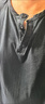 美式復古亨利衫T恤男春秋大碼300斤硬漢寬松開(kāi)領(lǐng)長(cháng)袖打底衫上衣潮 黑色 XL 建議115-145斤 曬單實(shí)拍圖