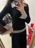 燦圖撞色假兩件套頭毛衣女秋冬季Polo翻領(lǐng)顯瘦打底修身針織衫內搭外套 黑灰 均碼 【建議80斤-120斤】 曬單實(shí)拍圖