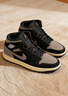 耐克（NIKE）男鞋Air Jordan 1 AJ1棕黑色舒適防滑耐磨減震中幫運動(dòng)復古籃球鞋 IB7110-002 41 曬單實(shí)拍圖