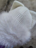 JIOESC帽子女秋冬時(shí)尚洋氣保暖顯臉小可愛(ài)貓耳朵毛絨針織毛線(xiàn)帽護耳帽子 白色 帽圍【56-58cm】 曬單實(shí)拍圖