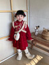 G.duck女童冬季加絨新中式紅色拜年服連衣裙女寶寶秋冬保暖中國風(fēng)公主裙 紅色(送包包) 110 cm （建議100-108cm3-4周歲） 曬單實(shí)拍圖