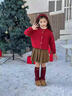 McTicco女童超好看紅色套裝兒童2026新款新年裙子女大童12歲女孩拜年衣服 19906紅色+4507紅色 140 140cm 曬單實(shí)拍圖