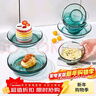 康寧餐具 碗碟套裝湖綠色餐具8件組耐熱玻璃飯碗盤(pán)子微波爐可用 曬單實(shí)拍圖