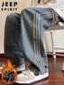 JEEP SPIRIT吉普美式牛仔褲男秋冬季直筒寬松闊腿休閑褲子男 泥黃加絨 3XL 曬單實(shí)拍圖