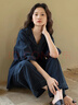 族瑪士夏季親膚全棉睡衣女2026新款純棉夏天中袖長(cháng)褲大碼春秋家居服套裝 S85180#中袖長(cháng)褲-條紋雅青藍 M 【建議80-120斤穿】尺碼偏大 曬單實(shí)拍圖