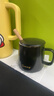 CLITON陶瓷馬克杯大容量帶勺蓋咖啡杯牛奶杯早餐杯辦公杯茶杯黑色350ml 曬單實(shí)拍圖