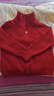 針織衫毛衣女翻領(lǐng)秋冬雙拉鏈感加厚針織開(kāi)衫外套女士純色上衣 紅色 L 曬單實(shí)拍圖