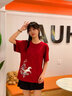 一寸相思2026馬年紅色短袖t恤女純棉冬季新年洋氣半袖本命年衣服時(shí)尚女裝 紅色-炫彩飛馬 M 推薦100-110斤 曬單實(shí)拍圖