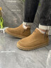 公羊板鞋男鞋冬季新款加絨加厚皮毛一體雪地靴男軟底防滑保暖棉鞋男 土黃色 【加絨款】 41 (255mm) 曬單實(shí)拍圖