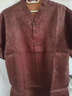 CJZ短袖襯衫男香云紗100%桑蠶絲唐裝中式立領(lǐng)高檔中國風(fēng)花蘿緞襯衣夏 深棕色 XL 曬單實(shí)拍圖