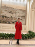 皮爾卡丹（pierre cardin）雙面羊絨大衣女中長(cháng)款系腰帶本命年紅色結婚全羊毛呢子外套工作服 大紅色羊毛 L 106-120斤 曬單實(shí)拍圖