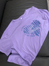 清倉撿漏尾單大牌女寬松中長(cháng)款洋氣上衣休閑短袖t恤百搭印花體恤 50淺紫色【中】條紋愛(ài)心 L 110-130斤 曬單實(shí)拍圖