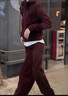 皮爾卡丹（pierre cardin）時(shí)尚運動(dòng)服套裝女秋冬季加厚寬松顯瘦衛衣休閑兩件套潮 酒紅色 衛衣+長(cháng)褲 【棉質(zhì)兩件套 XL 【建議115-125斤】 曬單實(shí)拍圖