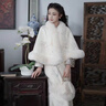 啄木鳥(niǎo)2025秋冬新款披肩女仿水貂絨加厚斗篷百搭婚慶禮服披風(fēng)保暖短外搭 白色 80-160斤可穿 均碼 曬單實(shí)拍圖