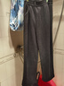 啄木鳥(niǎo)女士冬季褲子加絨呢子闊腿筒褲中年媽媽秋冬長(cháng)褲外穿百搭九分褲子 黑灰色【加絨】 加厚 3XL 【 146-160 斤內】 曬單實(shí)拍圖
