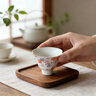 陶瓷有田燒手繪櫻花茶杯杯墊女士專(zhuān)用茶盞主人杯精致粉彩品茗杯 花町-福韻杯 曬單實(shí)拍圖
