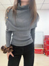 UR2025秋季新款女裝假兩件金屬紐扣長(cháng)袖針織衫UWG950209+ 中灰花灰 S 曬單實(shí)拍圖