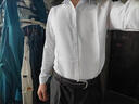 BAOMINGLI襯衫男春秋款男士商務(wù)休閑純色免燙長(cháng)袖韓版修身職業(yè)正裝工作襯衣 白色（加絨） 2XL 曬單實(shí)拍圖