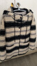 三彩2025冬季新款連帽條紋大衣毛呢外套中長(cháng)寬松休閑復古M 曬單實(shí)拍圖