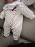 乖奇熊寶寶夾棉連體衣秋冬季棉服保暖嬰幼兒加厚新年拜年服周歲中式哈衣 奶白 66 曬單實(shí)拍圖