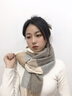 啄木鳥(niǎo)羊毛混紡高檔灰色格子圍巾女秋冬季加厚保暖大尺寸披肩百搭送禮物 卡其色 曬單實(shí)拍圖