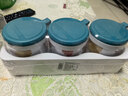 茶花（CHAHUA） 玻璃調料罐調味盒油壺套裝廚房帶架子糖鹽味精罐 3件套【綠色】 曬單實(shí)拍圖