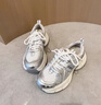 百麗（Belle）張凌赫同款藍鯨老爹鞋女款商場(chǎng)款休閑鞋D2K1DAM6預售 銀色-單里【張凌赫推薦】 37 (235mm) 曬單實(shí)拍圖