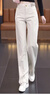 定原米白色純棉軟牛仔直筒褲女2025新款寬松女褲秋冬季窄版高腰闊腿褲 米白色/長(cháng)褲【春秋款】 L /28【105-115斤】 曬單實(shí)拍圖