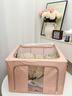 自然屋衣物收納箱家用大容量布藝整理箱衣柜衣服可水洗儲物箱 粉色-66L 曬單實(shí)拍圖