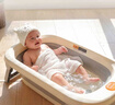 曼龍嬰兒洗澡盆寶寶浴盆家用新生兒用品可坐可折疊大號兒童浴桶 鯨奇折疊浴盆-云紗灰 曬單實(shí)拍圖