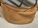 裘真新年禮物 【明星同款】植鞣羊皮月牙hobo包通勤單肩腋下包包女 大象灰小號 小包/大包 曬單實(shí)拍圖
