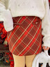 moonkids女童褲裙秋冬2025新款兒童洋氣紅色短裙冬裝女大童加厚假兩件褲子 4536紅格直筒裙 130 130cm 曬單實(shí)拍圖