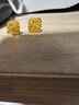中國珠寶拉絲小方糖黃金耳釘女足金耳環(huán)耳鉤新年情人節禮物送女朋友老婆 金重約3.1g【足金耳釘】 曬單實(shí)拍圖