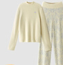 蕉內絨絨7系植物園女士長(cháng)袖長(cháng)褲半邊絨保暖睡衣家居服套裝秋冬可外穿 【女士半高領(lǐng)】晚香玉-云母白 L 曬單實(shí)拍圖