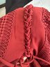 白鹿語(yǔ)春秋優(yōu)雅V領(lǐng)蕾絲花邊連衣裙拼接系帶氣質(zhì)度假長(cháng)裙 焦糖紅 L 曬單實(shí)拍圖