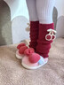 G.DUCK HELLO小黃鴨女童襪套秋冬卡通新年堆堆公仔襪套針織保暖公主小腿腿套 【櫻桃蝴蝶結】 1雙 均碼 襪長(cháng)約38CM左右 曬單實(shí)拍圖