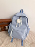 viney簡(jiǎn)約初中高中書(shū)包大學(xué)生雙肩包女大容量背包高顏值戶(hù)外出游旅行包 藍色+可愛(ài)掛件 時(shí)尚輕便通勤減負休閑輕奢電腦包 曬單實(shí)拍圖