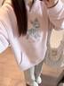 LDBE韓系小鹿刺繡連帽衛衣女秋冬加絨加厚小眾設計感寬松百搭上衣外套 粉色【秋冬加絨】 2XL 135-155斤 曬單實(shí)拍圖