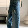 UR2025秋季新款女裝潮流涂鴉破洞磨破彎刀牛仔長(cháng)褲UYV850150 曬單實(shí)拍圖