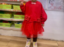 巴拉巴拉【balaOne】童裝女童新中式網(wǎng)紗裙拼接紅色新年拜年服裙子 曬單實(shí)拍圖