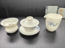 不拙白瓷三才蓋碗茶杯羊脂玉單人茶具敬茶碗夏亭懸停蓋碗三件套 曬單實(shí)拍圖